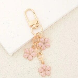 Gold and Pink Floral Keychain